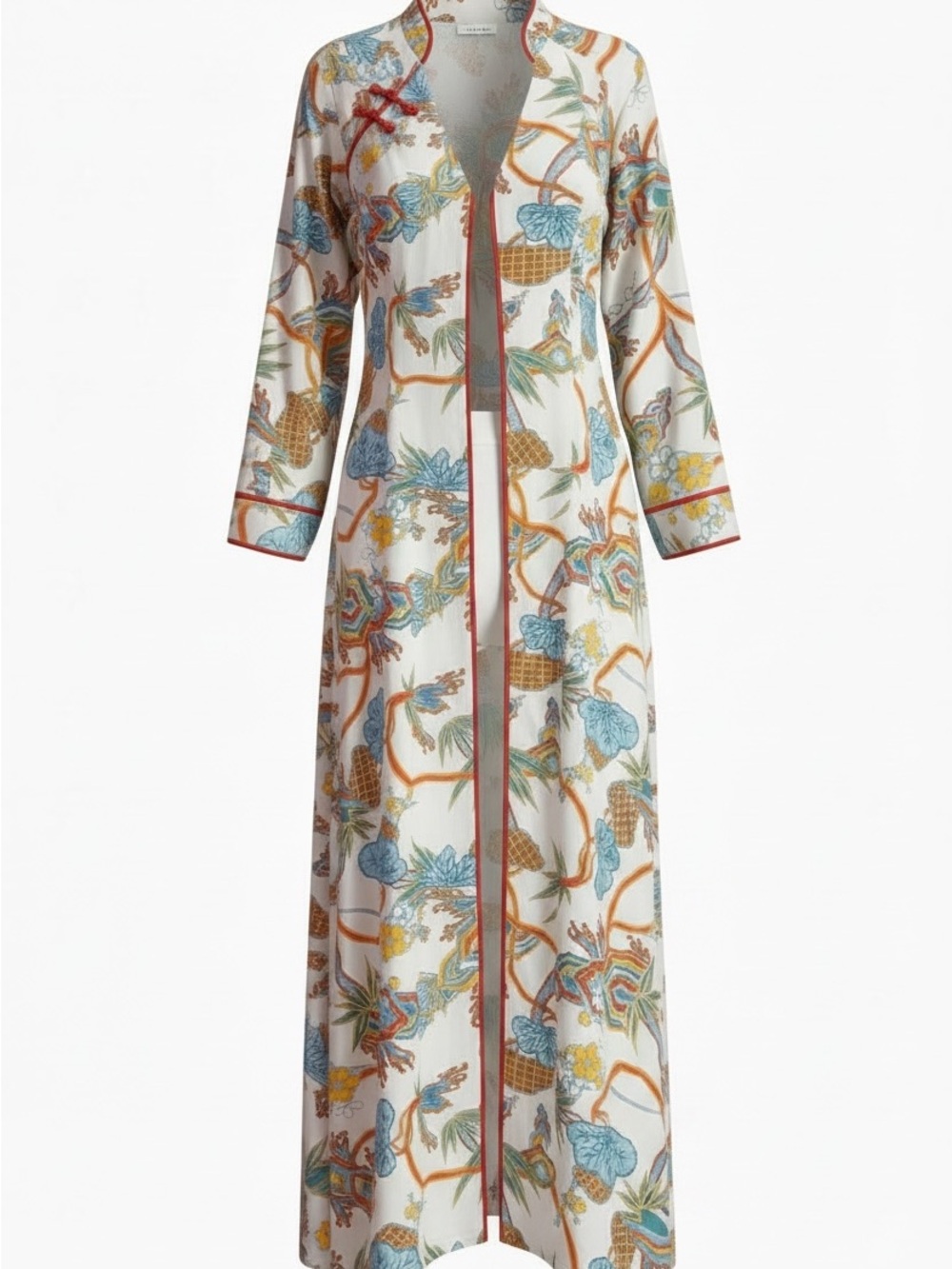 Vintage Vanity Fair 2-Piece Mandarin Collar Maxi Dress and Duster Robe Set Med - Picture 3 of 15
